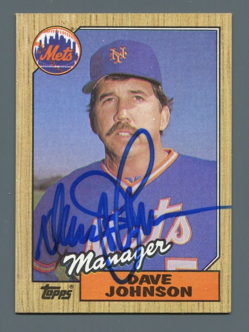 Dave Johnson Mets Signed 1987 Topps Card #543 with B&E Hologram