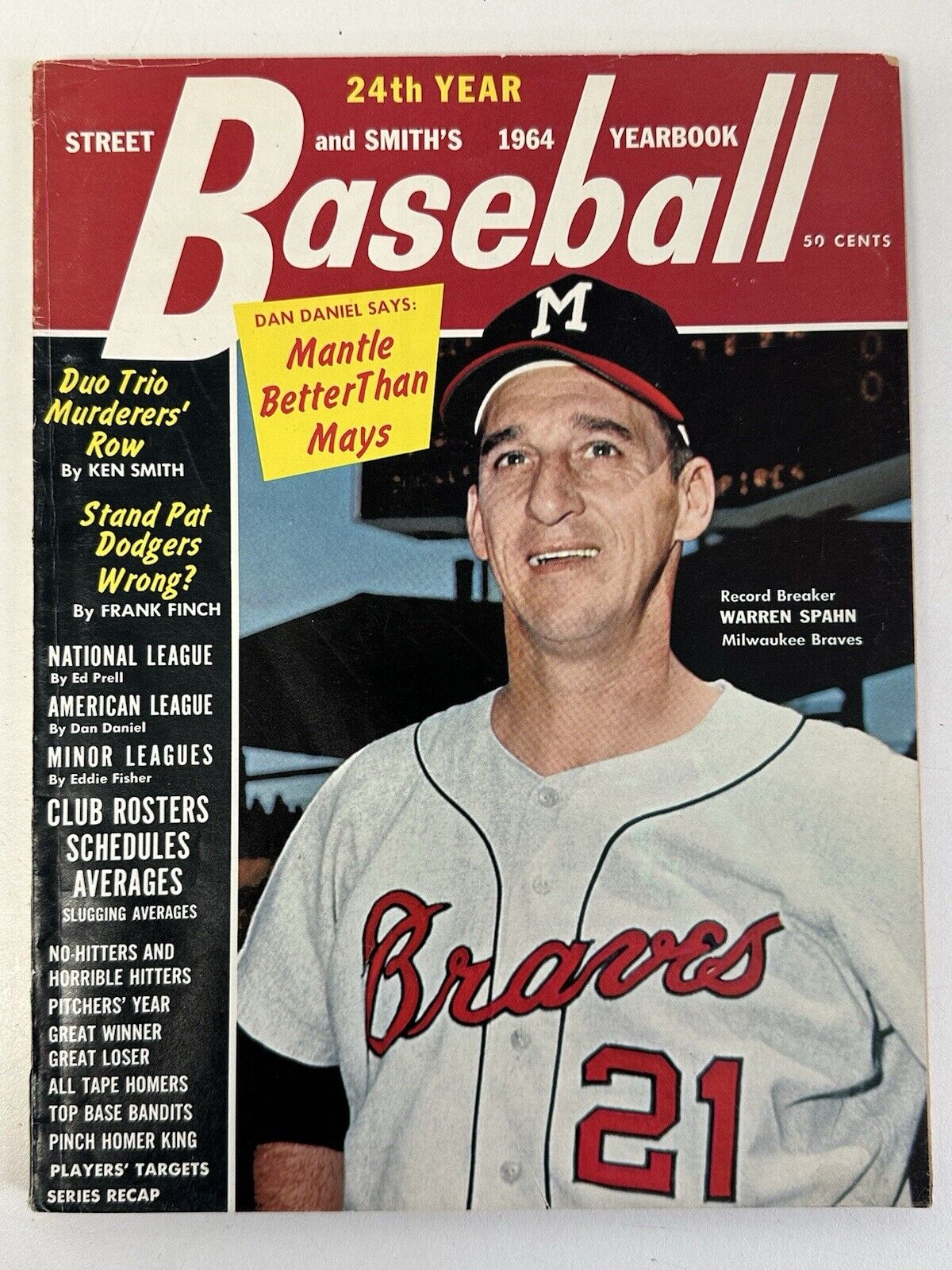 1964 Street & Smith Baseball Yearbook - Regional Cover - Warren Spahn Braves