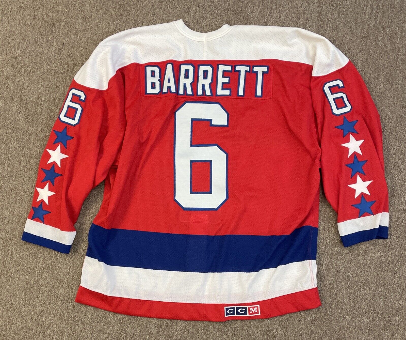 Mid-Late 80s Washington Capitals John Barrett Game Used Jersey • light wear