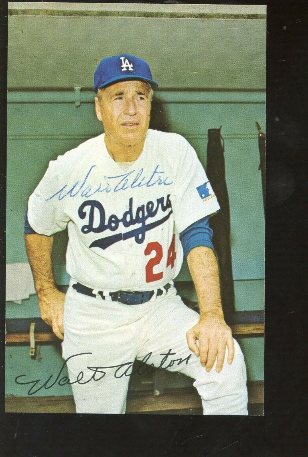 Plastichrome Walt Alston Autographed Los Angeles Dodgers Postcard w/ Hologram