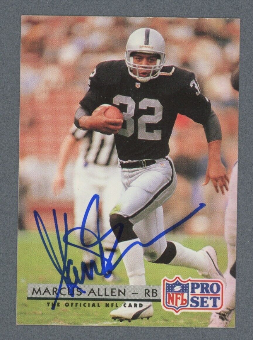 Marcus Allen Raiders Signed 1992 Pro Set Card #208 Auto w B&E Hologram