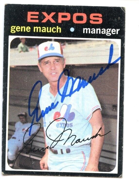 1971 Topps Baseball Card #59 Gene Mauch Autographed