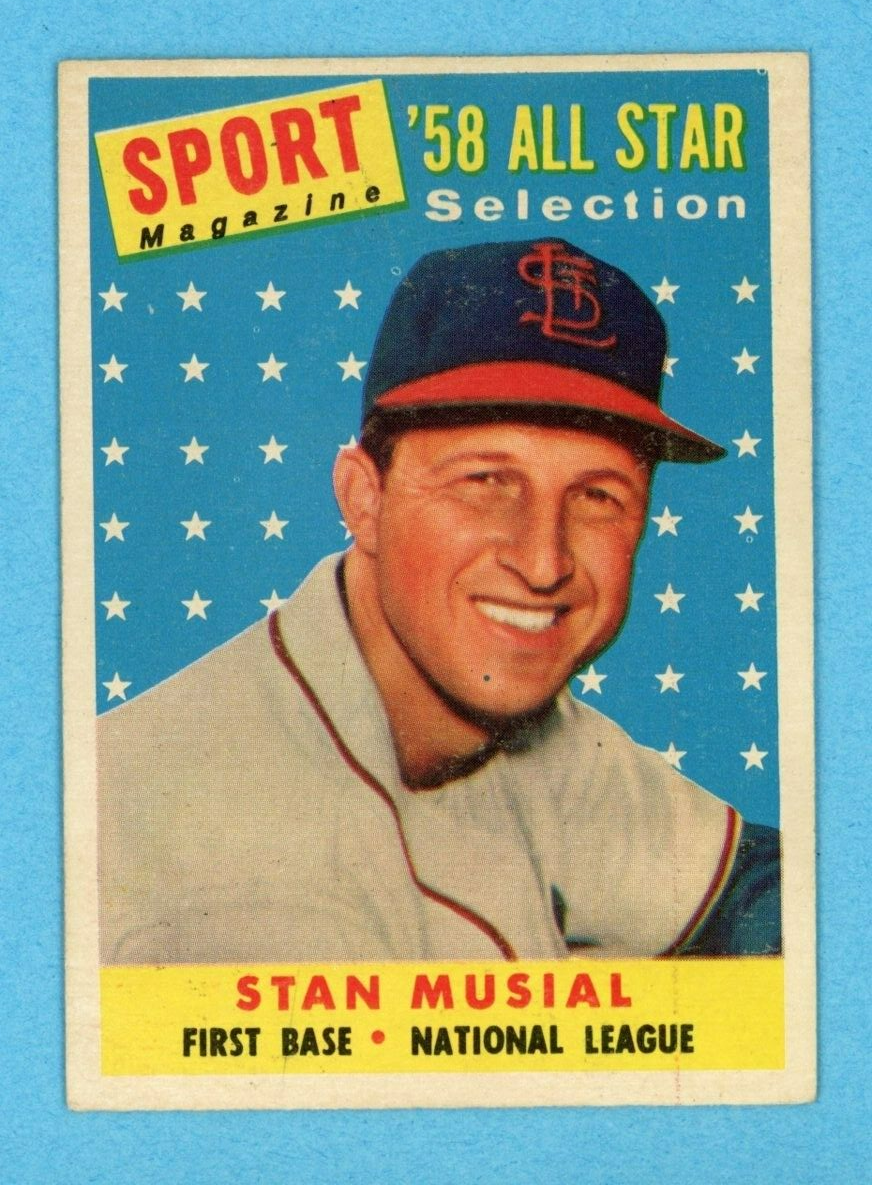 1958 Topps #476 Stan Musial All-Star St. Louis Cardinals Baseball Card Low Grade