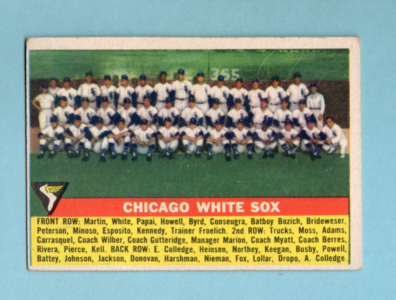 1956 Topps #188 Chicago White Sox Team Baseball Card Low Grade