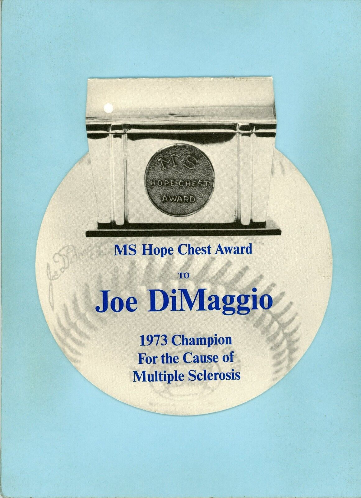 May 11, 1973 MS 2nd Annual Dinner of Champions Program Honoring Joe DiMaggio