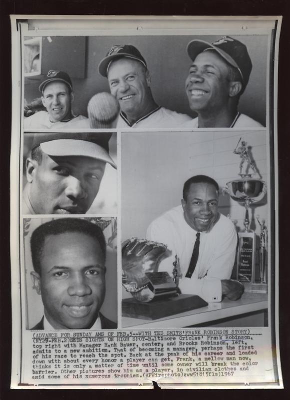 Original 1967 Frank Robinson Baltimore Oriol Wire Photo