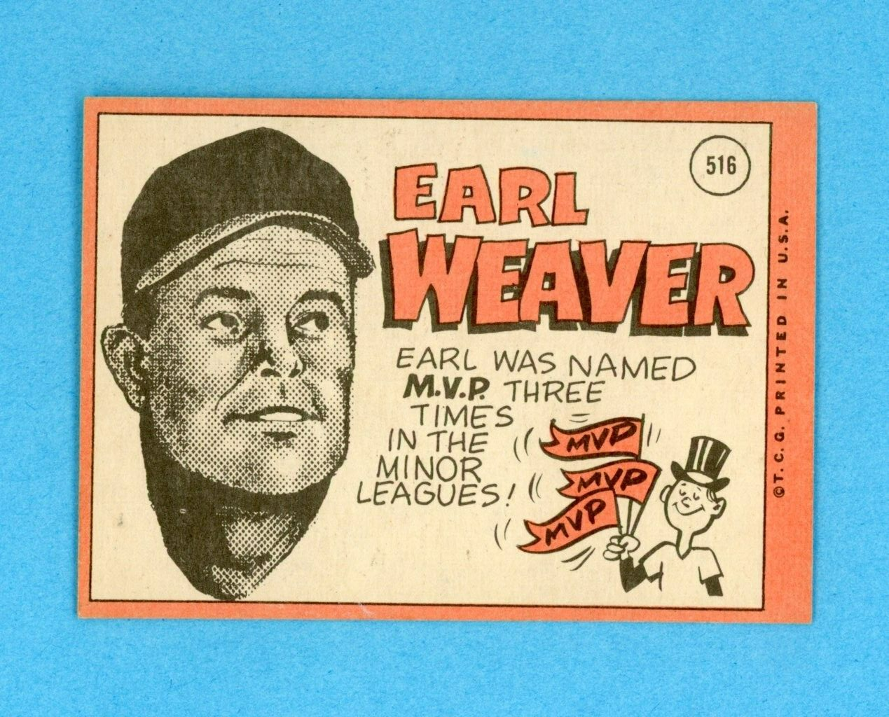 1969 Topps #516 Earl Weaver Baltimore Orioles Rookie Baseball Card Ex/Mt