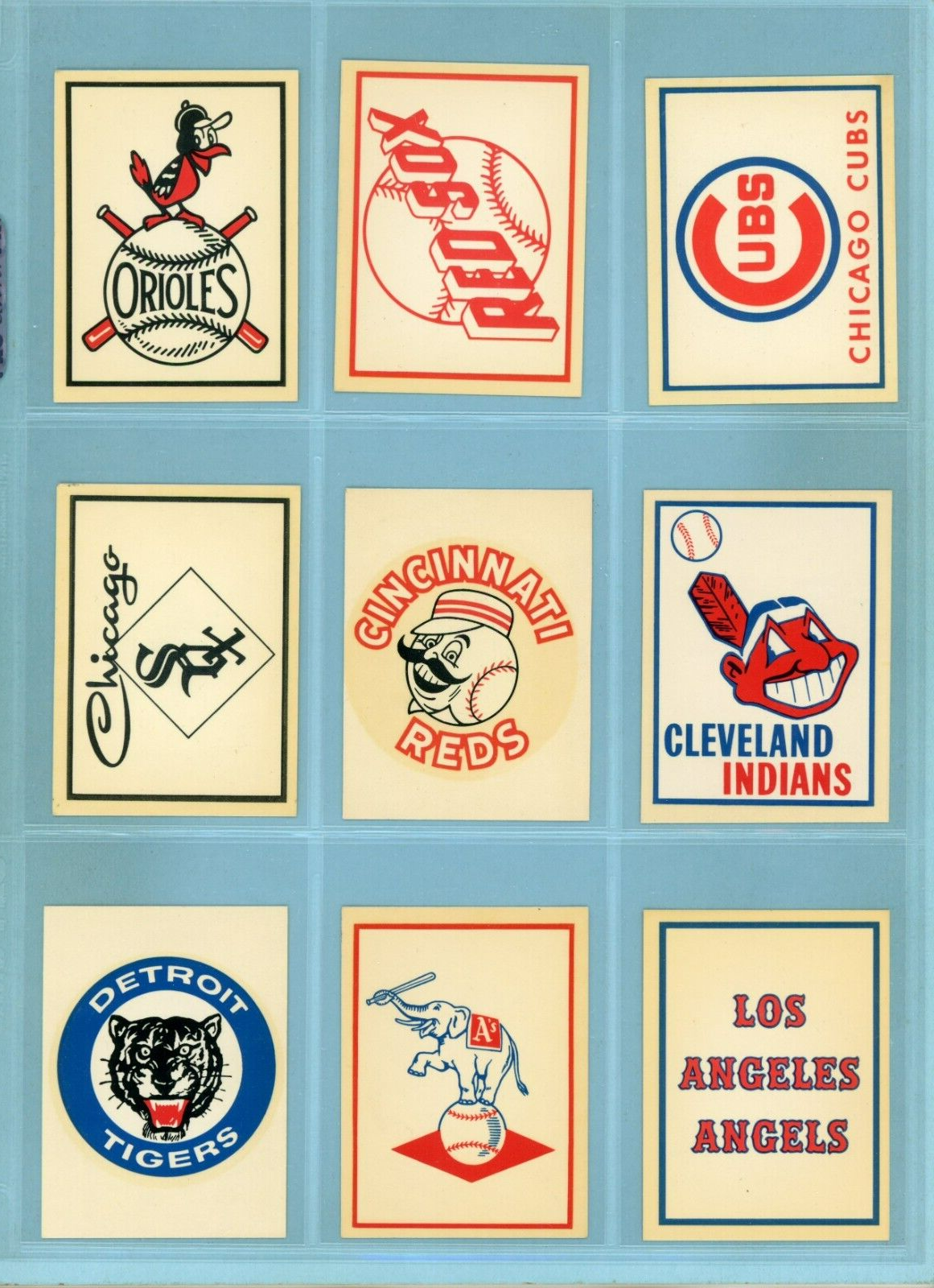 1961 Fleer Complete Set of 18 Team Logo Baseball Decals