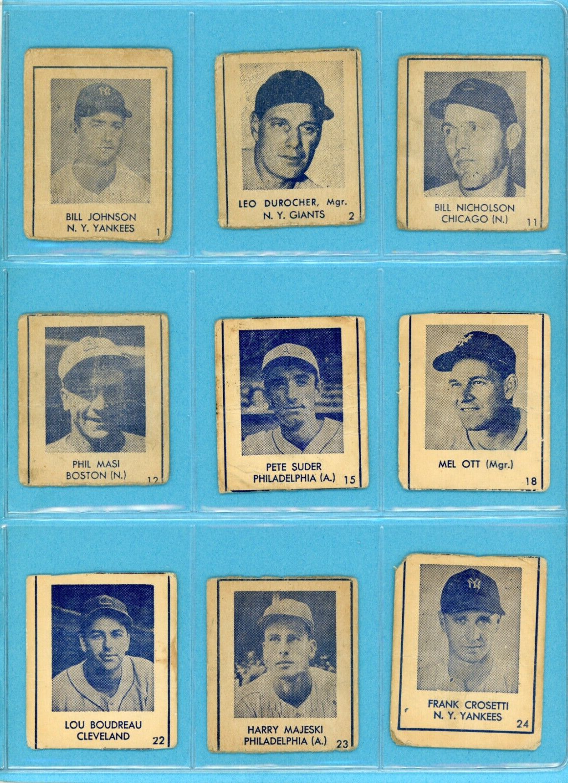 1948 Blue Tint R346 Starter Set Lot of 15 Different Baseball Cards Low Grade