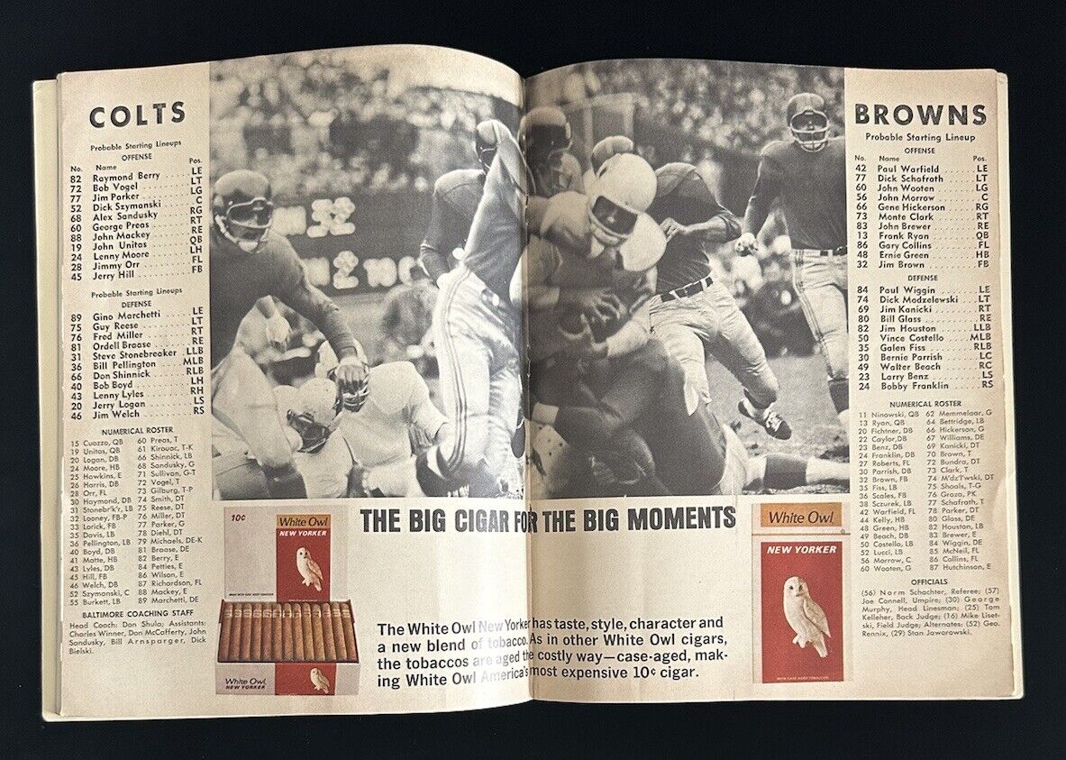 December 27, 1964 NFL Championship Football Program Colts @ Browns w/ Jim Brown