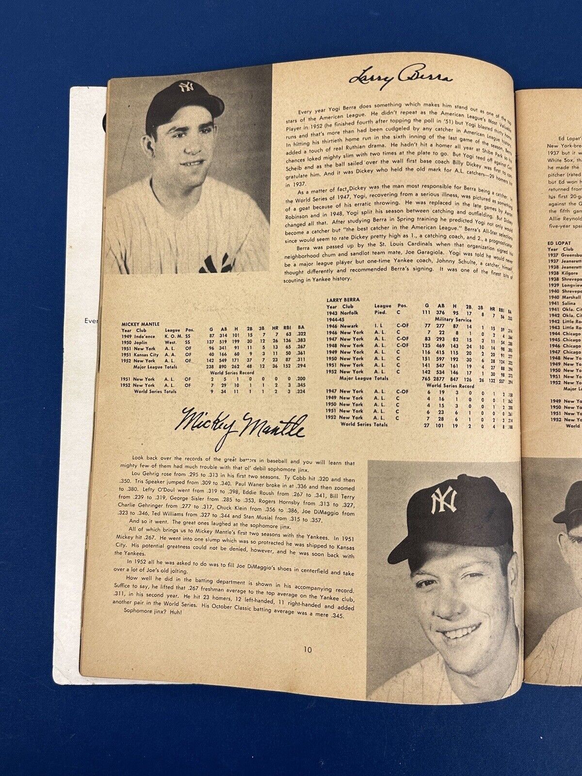 1953 New York Yankees Official Baseball Yearbook w/ Mickey Mantle - VG+