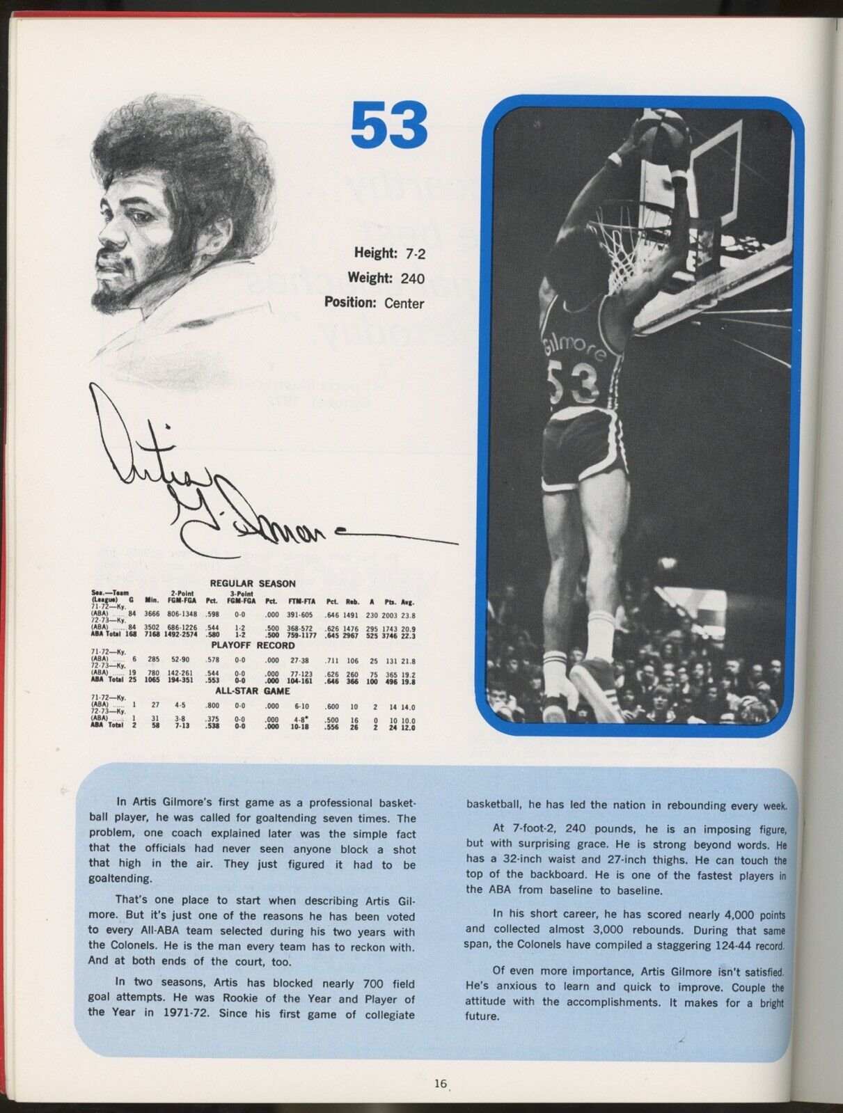 1973-74 Kentucky Colonels ABA Program vs NY Nets Unscored