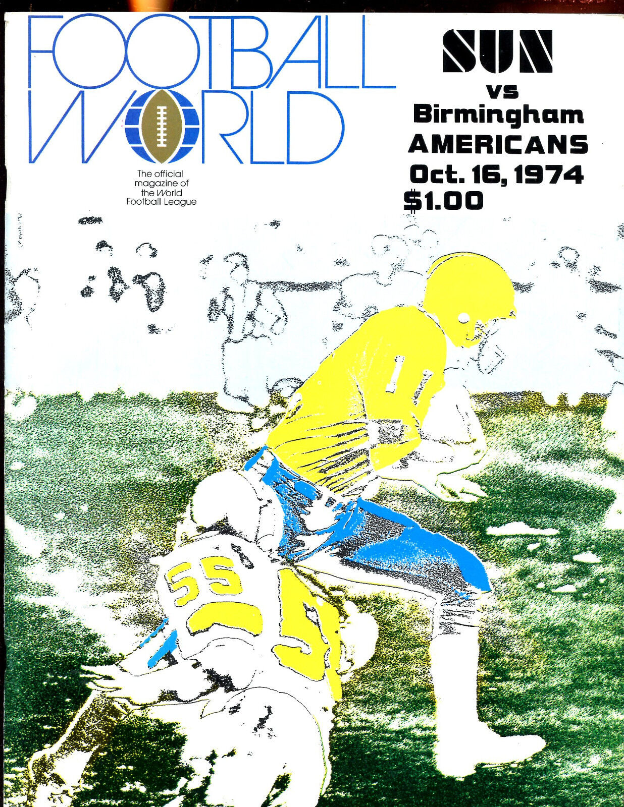 October 16 1974 WFL Program Southern Cal Suns vs Birmingham Americans EXMT