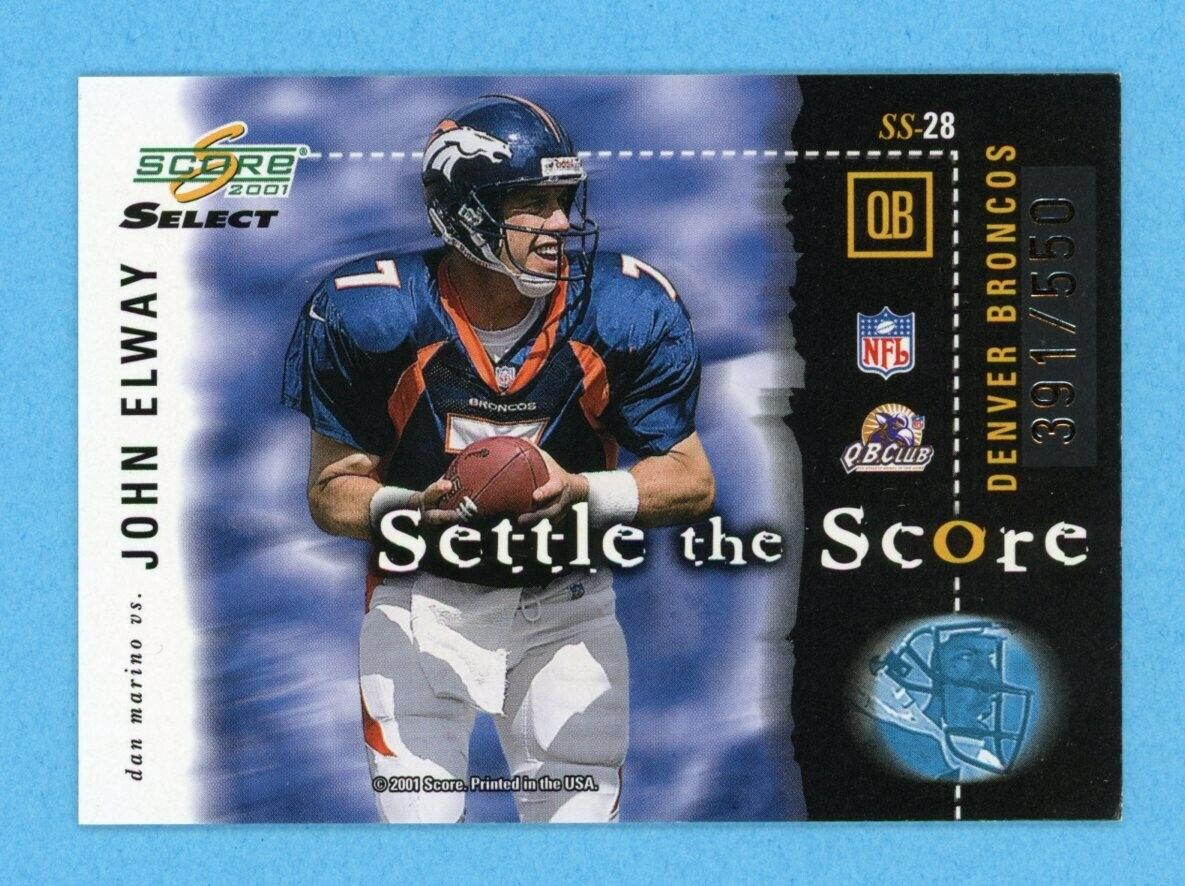 2001 Score Select #SS-28 John Elway, Dan Marino #'ed 391/550 Football Card NM