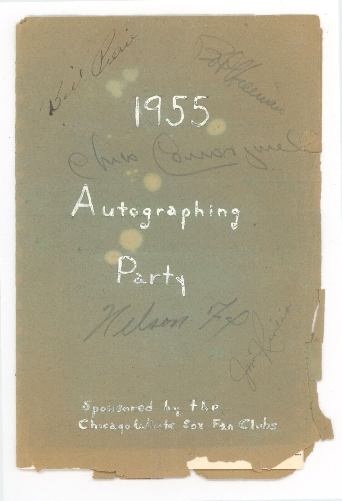 Nelson Fox Signed  1955 Fan Club Party Booklet with others