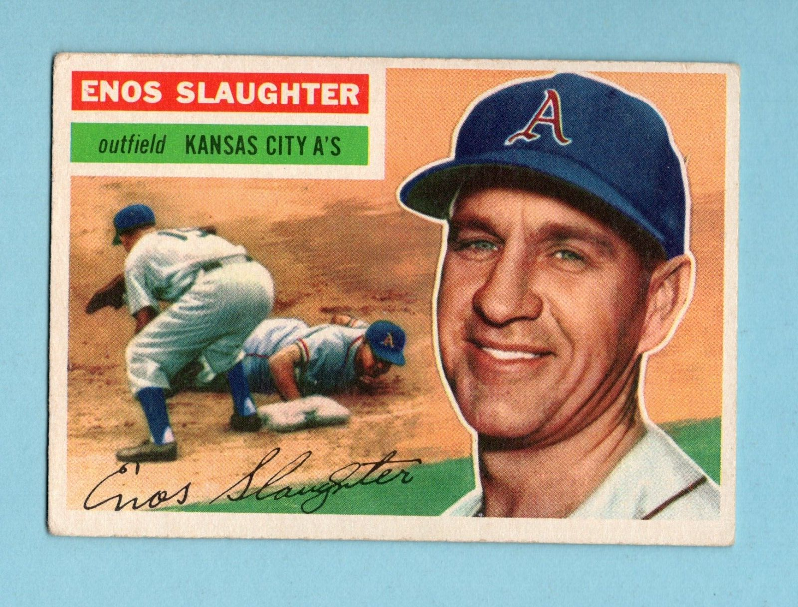 1956 Topps #109 Enos Slaughter Kansas City A's Baseball Card Vg/Ex