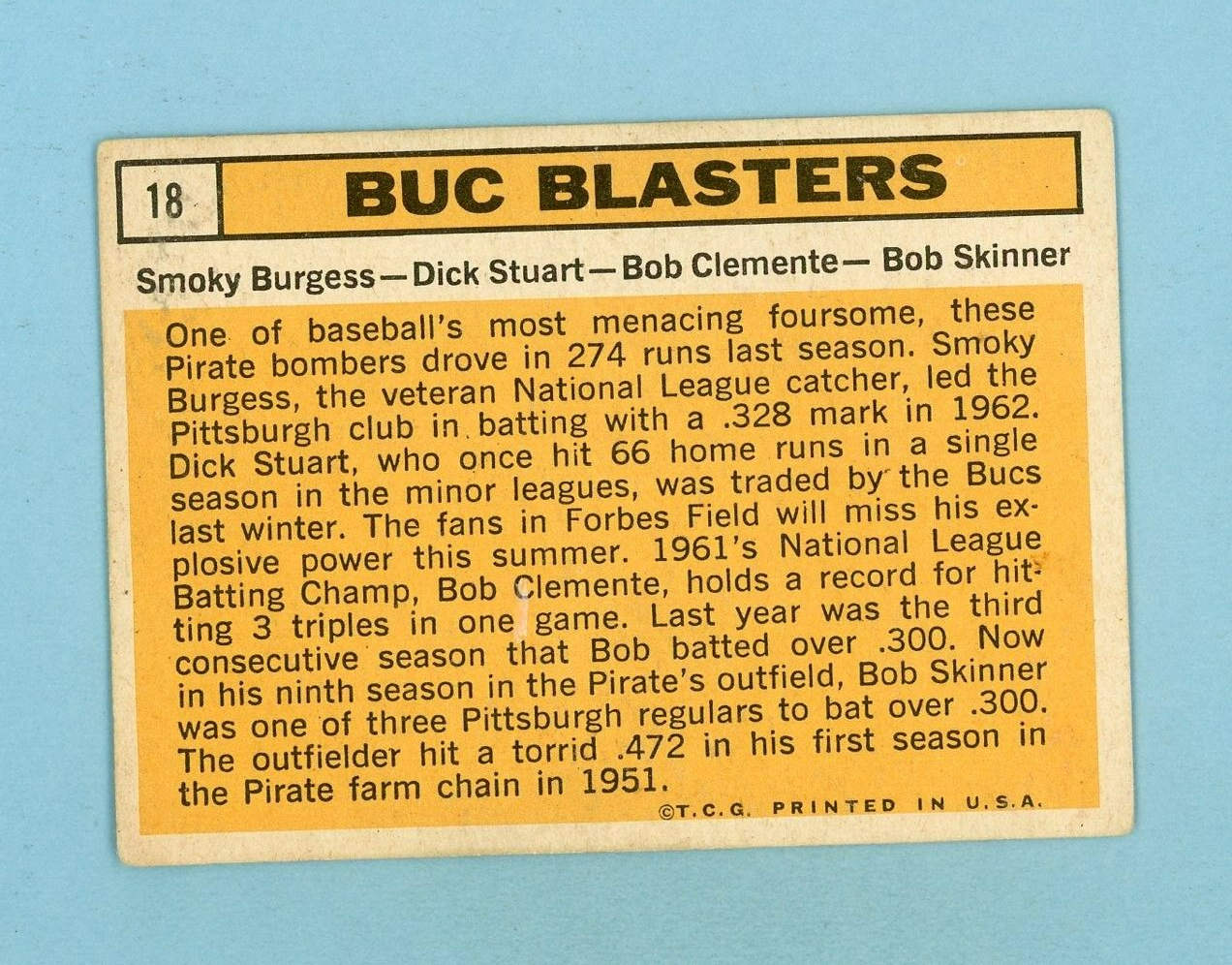 1963 Topps #18 Buc Blasters Roberto Clemente & others Baseball Card VG - VG+