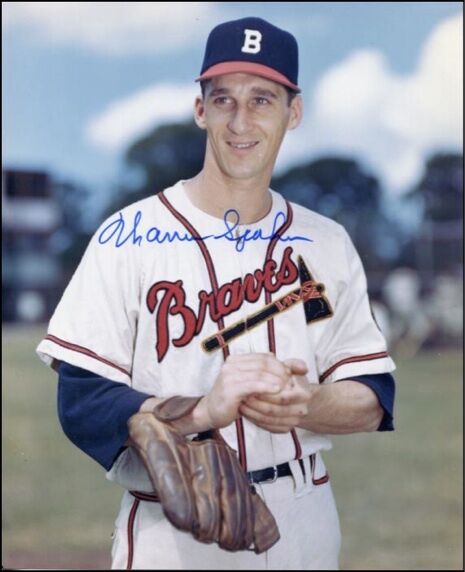 Warren Spahn Boston 8 X10 Signed Color Auto PSA/DNA