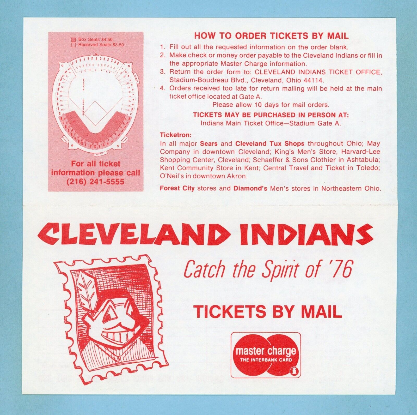 1976 Cleveland Indians Schedule & Ticket Request Pamphlet