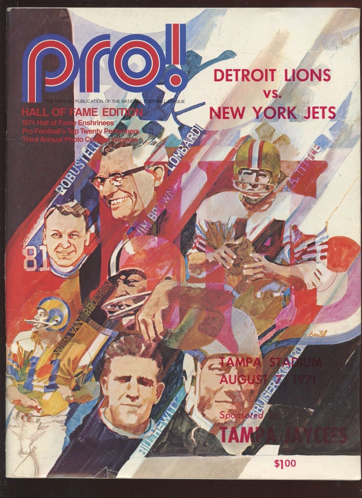 August 7 1971 NFL Football Program New York Jets vs Detroit Lions EXMT