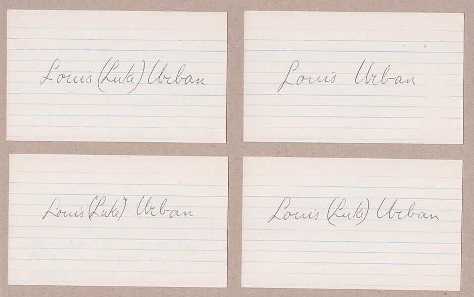 Lot 4 Louis Luke Urban Signed Index Cards Auto with B&E Hologram - cuts customs