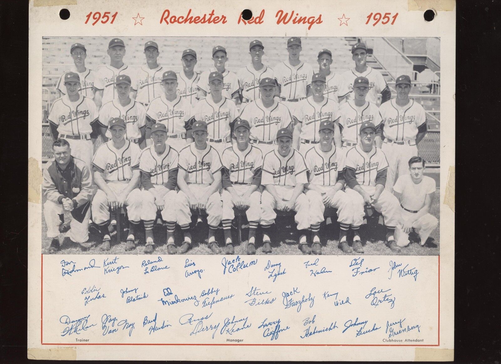 1951 Rochester Red Wings International League Baseball Team Photo 