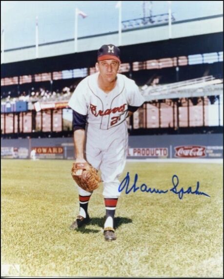 Warren Spahn 8X10 Signed Color Auto PSA/DNA