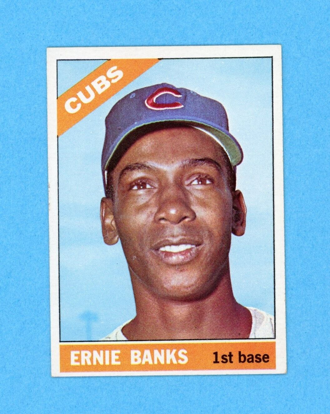 1966 Topps #110 Ernie Banks Chicago Cubs Baseball Card Ex/Mt gum stain prt mk