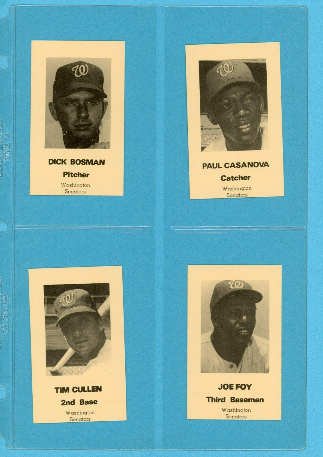 1971 Washington Senators Traffic Safety Set of 10 Baseball Cards NM