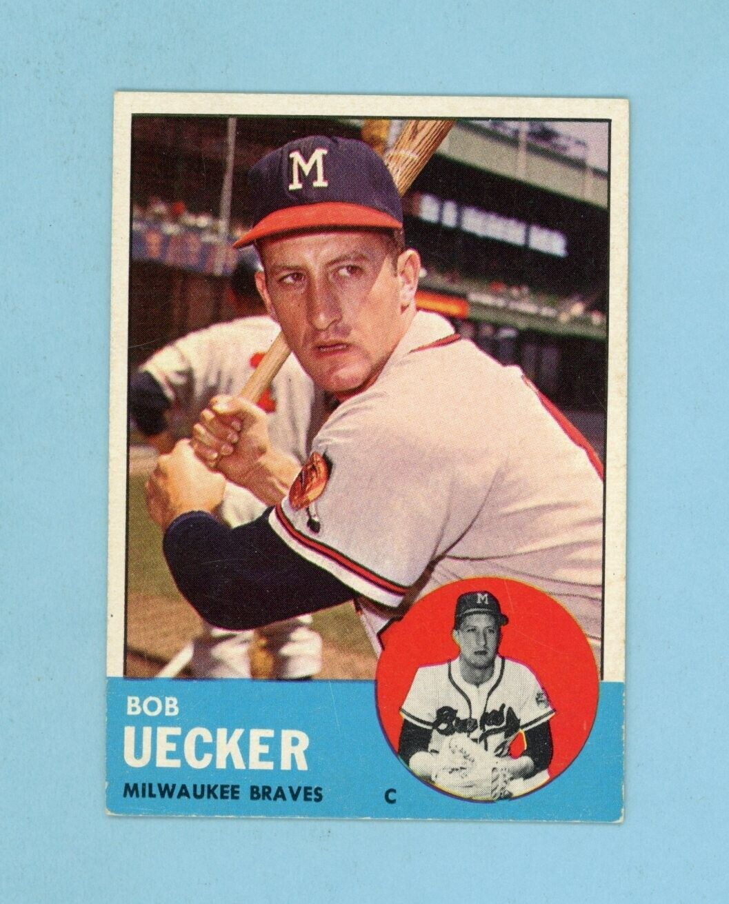 1963 Topps #126 Bob Uecker Milwaukee Braves Baseball Card Ex/Mt