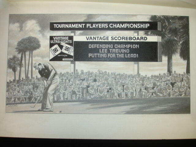12'' x 20'' Lee Trevino Original Charcoal Golf Artwork