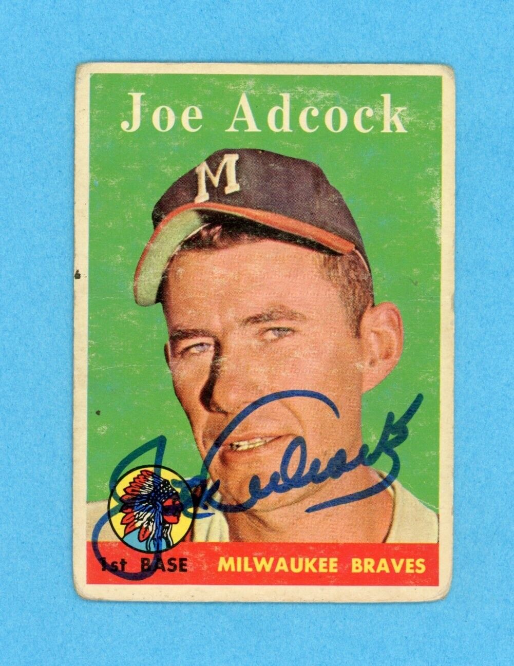 Joe Adcock Signed 1958 Topps Card #325 Auto w B&E Hologram