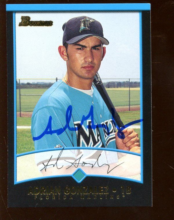 2001 Bowman Baseball Card #343 Adrain Gonzalez Rookie Autographed NRMT