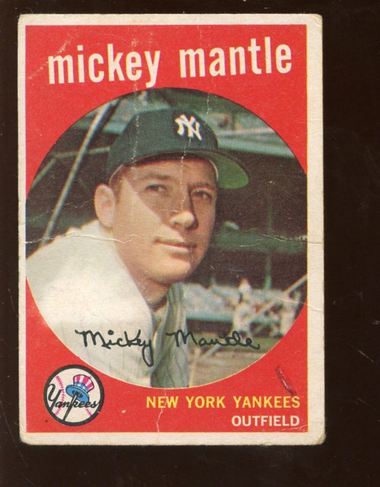 1959 Topps Baseball Card #10 Mickey Mantle New York Yankees