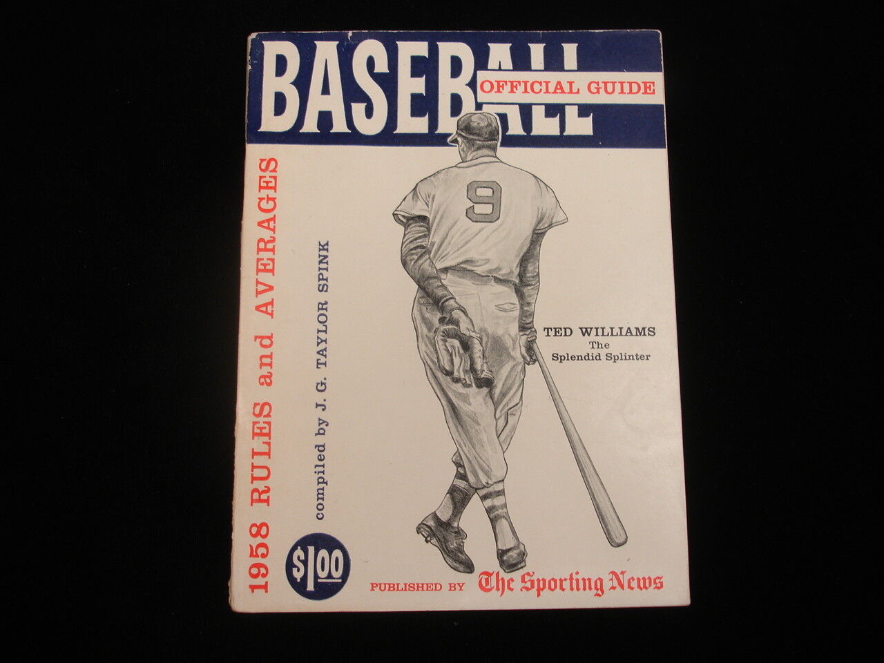 1958 Official TSM Baseball Guide - Ted Williams Cover