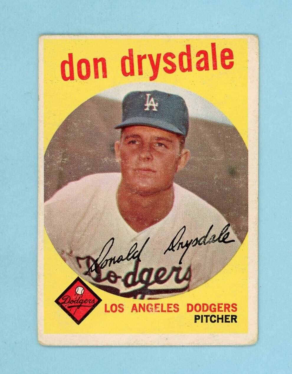 1959 Topps #387 Don Drysdale Los Angeles Dodgers Baseball Card Low Grade