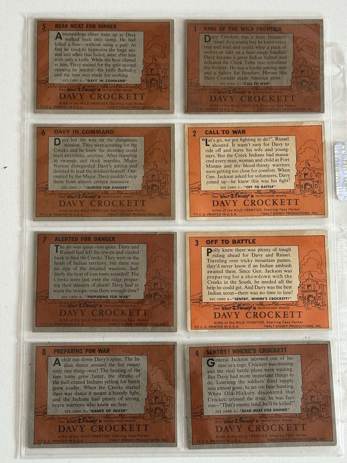 1956 Topps Davy Crockett Non-Sports Complete Orange Backs Set of 80 VG-EX/EX