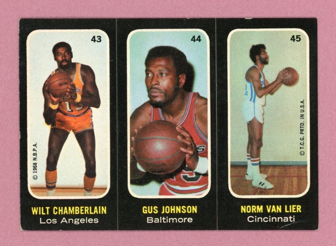 1971-72 Topps Trio #43,44,45 Chamberlain, Johnson, Van Lier Basketball Card EX