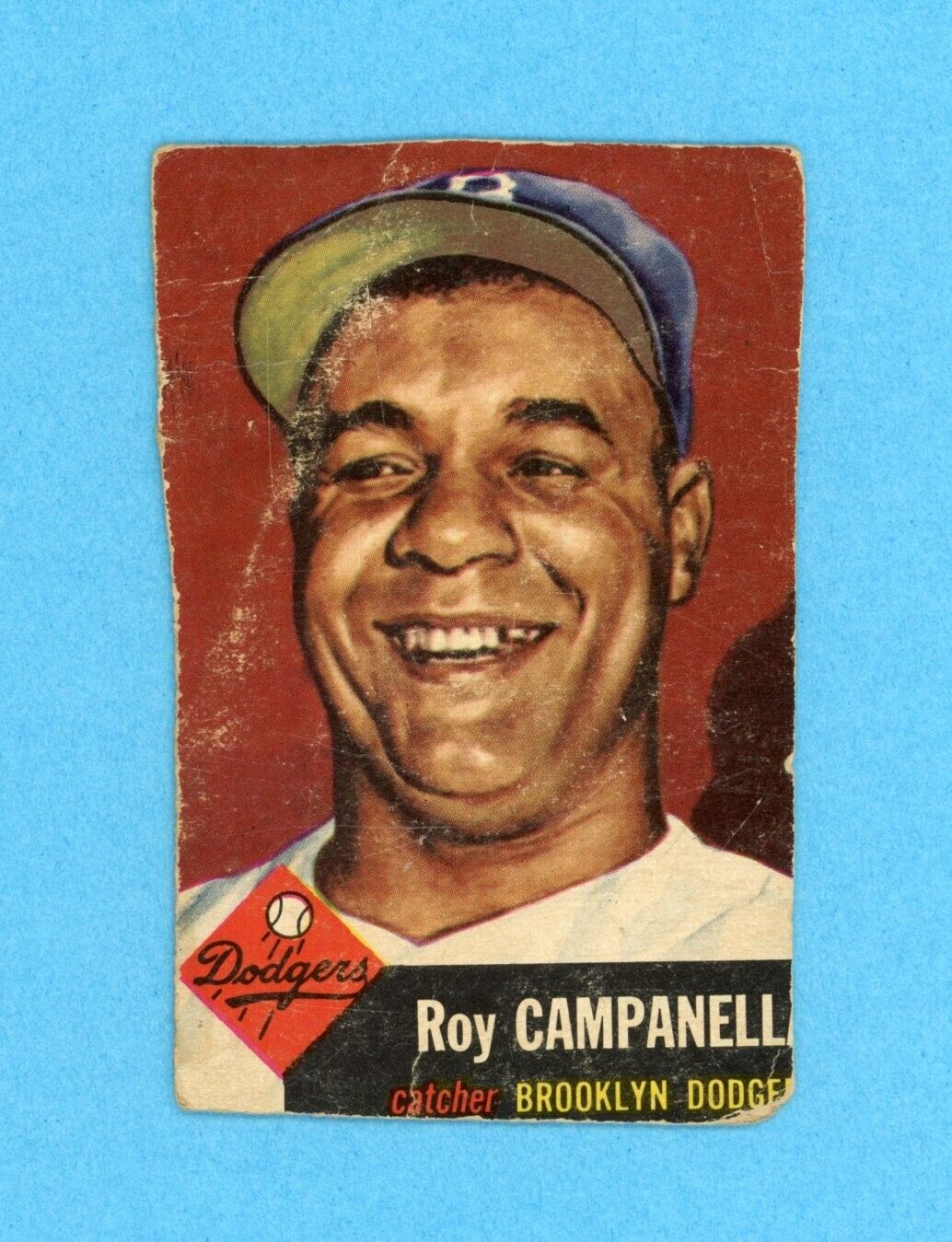 1953 Topps #27 Roy Campanella Brooklyn Dodgers Baseball Card Low Grade TRIMMED