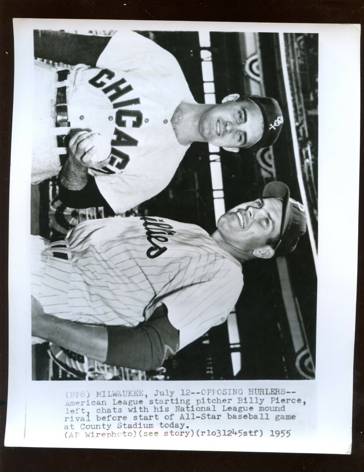 July 12 1955 Billy Pierce & Robin Roberts 8 X 10 Wire Photo