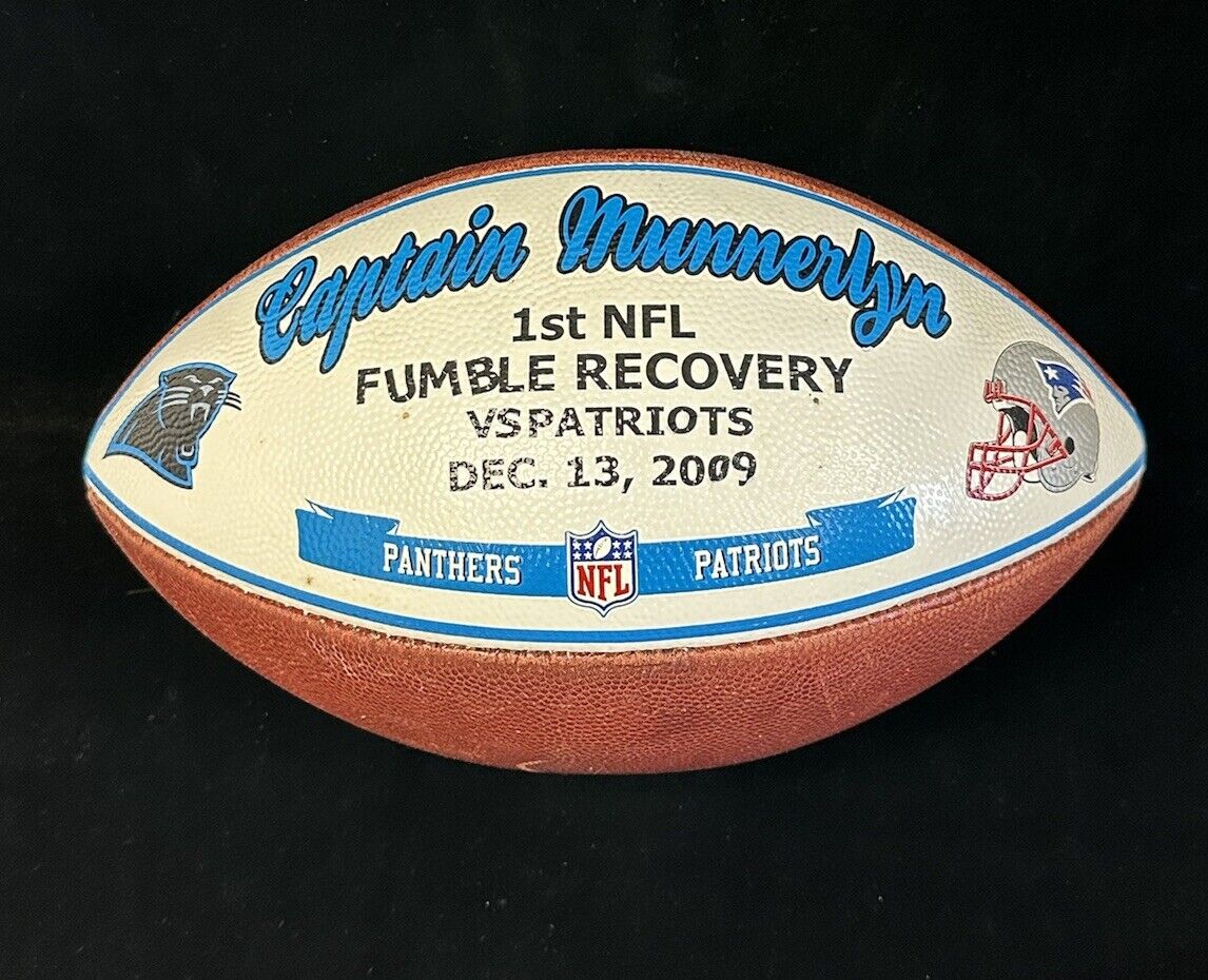 Dec 13, 2009 Captain Munnerlyn Panthers GAME USED Fumble Football vs Patriots