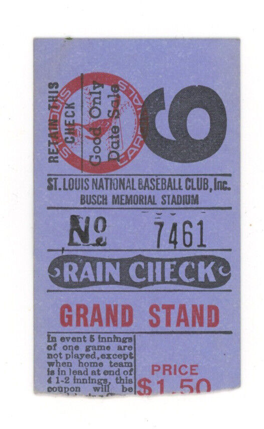 8/28/71 St Louis Cardinals vs Cincinnati Reds • Gibson Shutout 13Ks Ticket Stub