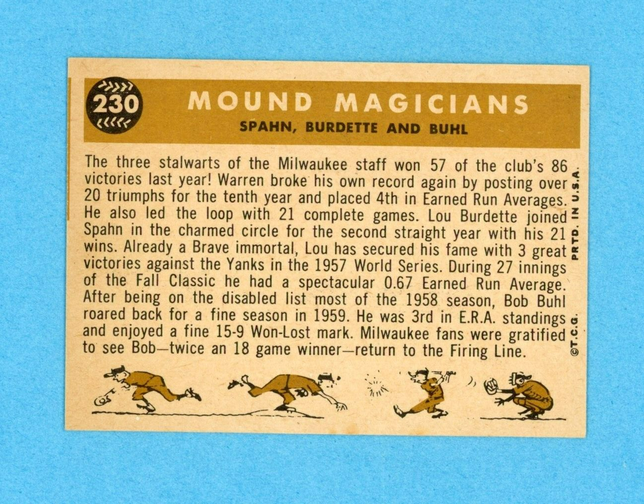 1960 Topps #230 Mound Magicians Milwaukee Braves Baseball Card Ex/Mt