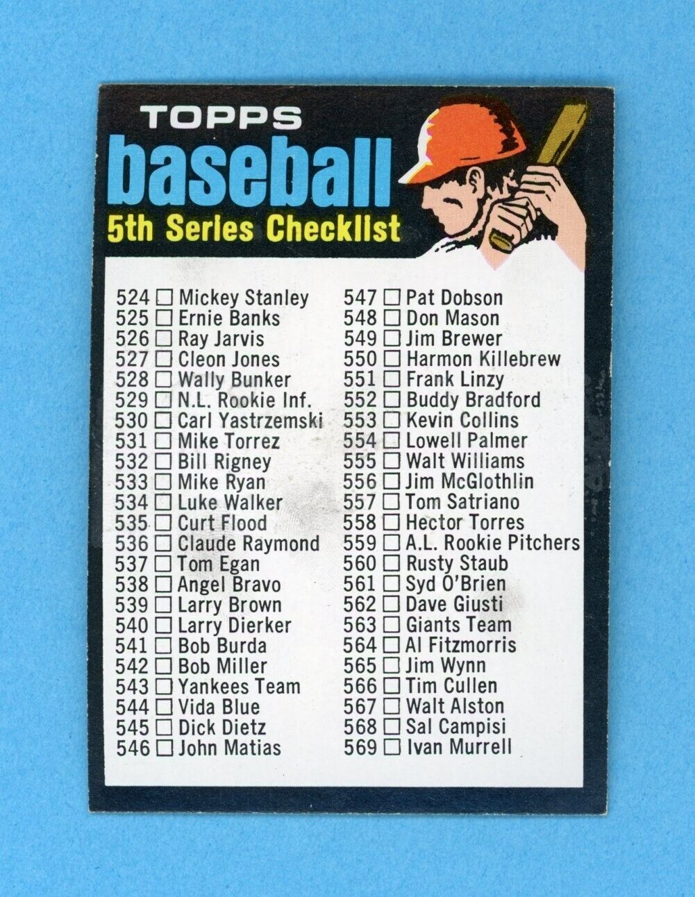 1971 Topps #499 5th Series Checklist Baseball Card Ex/Mt - NM sta unched