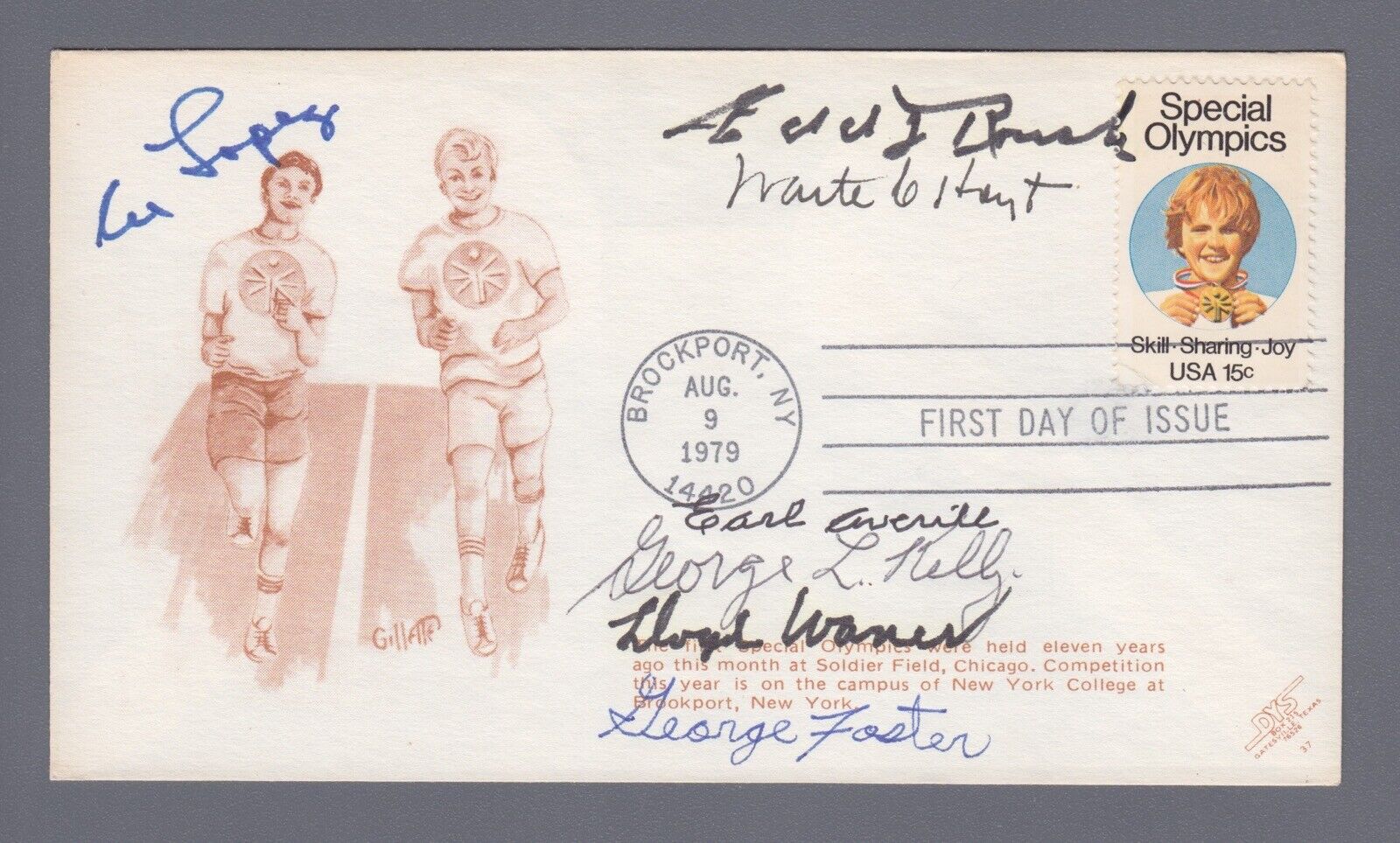 Signed First Day Cover 8/9/79 Cachet 7 Sigs with Hoyt, Roush, L Waner, Lopez B&E