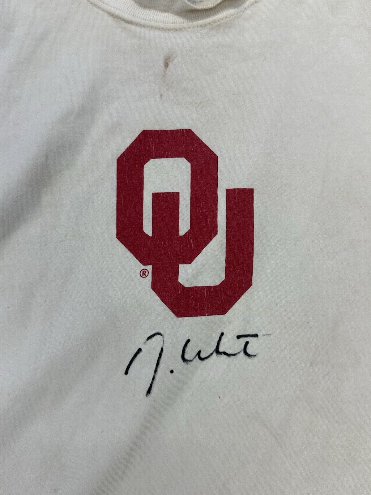 2001 Jason White Oklahoma QB Orange Bowl Champ. Game Used SIGNED 2x T-Shirt #18