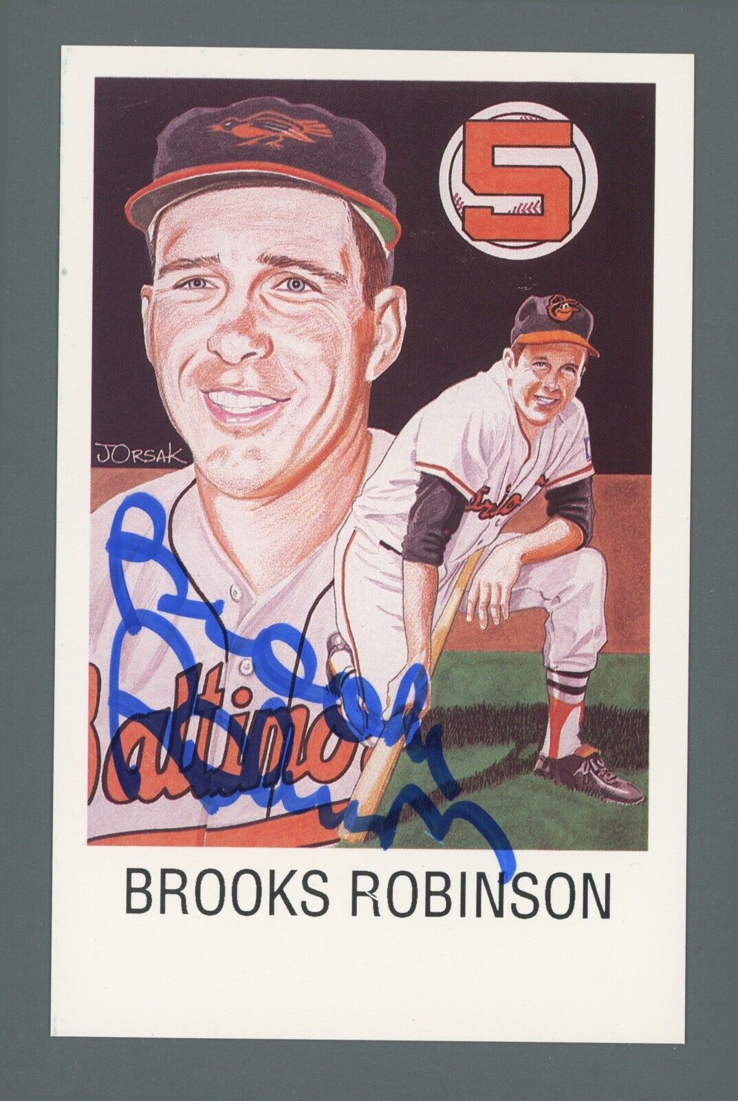 Brooks Robinson Signed 1992 Magnum Comics Postcard Auto with B&E Hologram