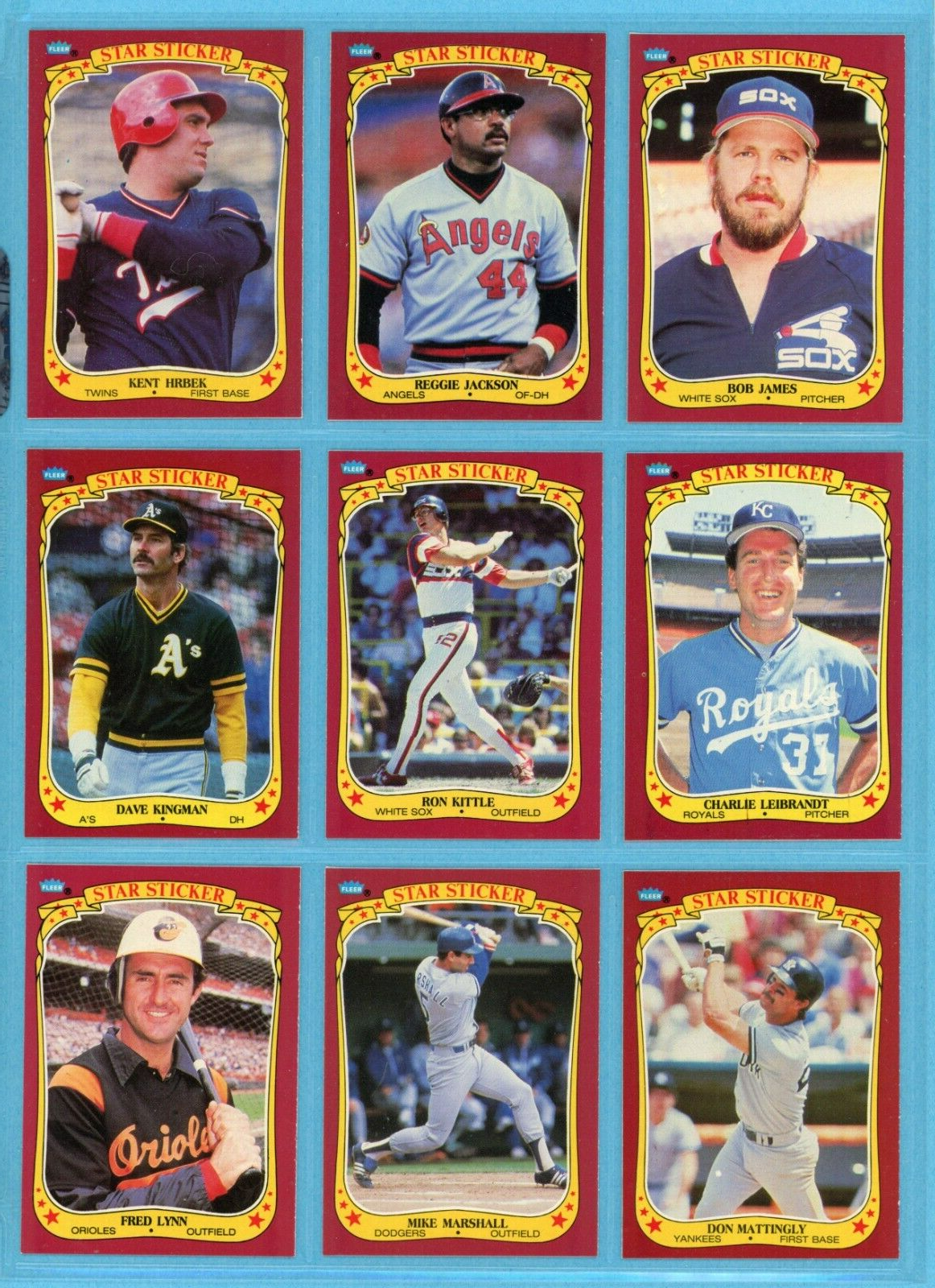 1986 Fleer Star Stickers Complete Set of 132 Baseball Cards NM