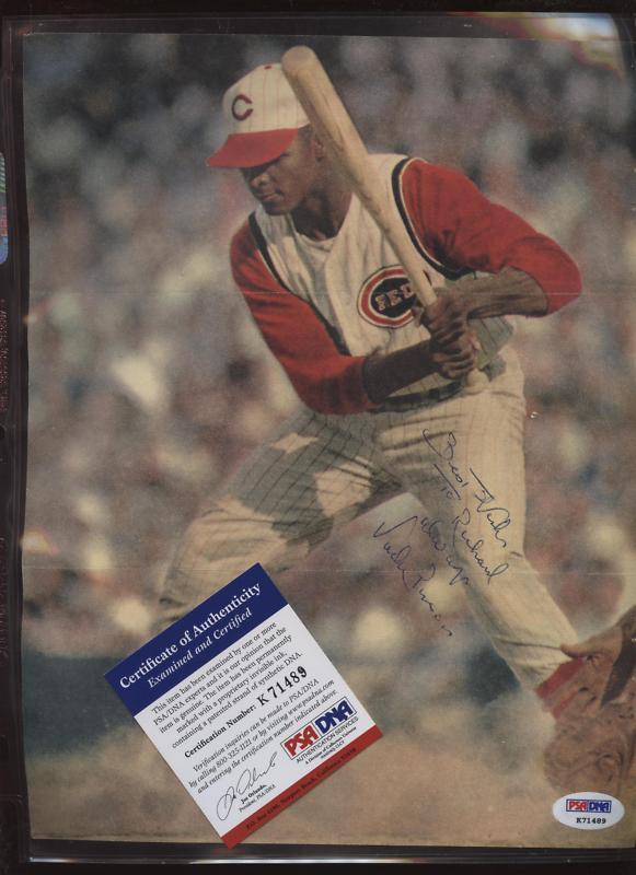 Vada Pinson Cincinnati Reds Auto Magazine Page PSA