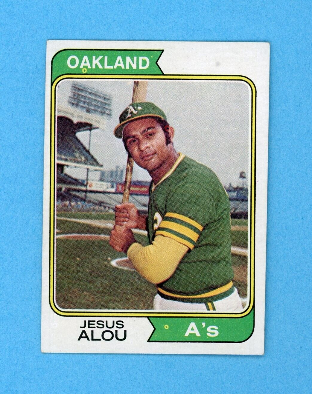 1974 Topps #654 Jesus Alou Oakland A's No Position vari Baseball Card Ex/Mt sta